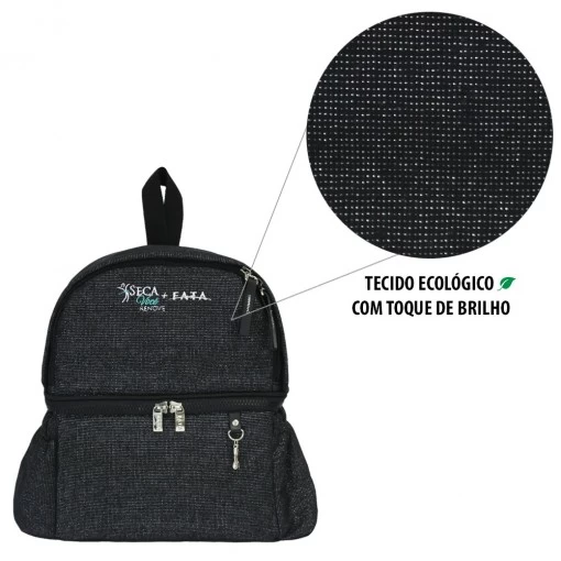 Mochila Térmica Fata Cacau Seca Você Preto Glitter - Imagem 5