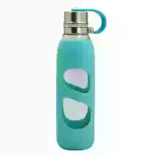 Garrafa Pacco PureGlass com Silicone 600ml - Turquesa