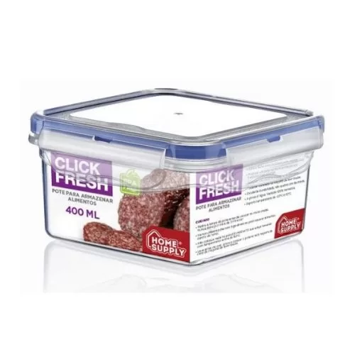 Pote Quadrado 400ml Click Fresh
